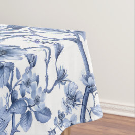 Blaues Blumenmuster im Vintage-Toile-Stil Tischdecke