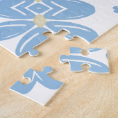 Blaues Blumenmuster - Jigsaw Puzzle (Seite)