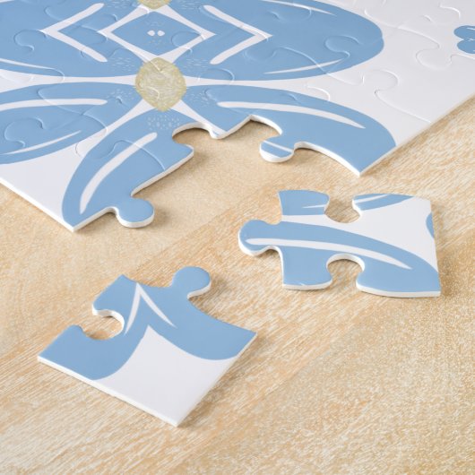 Blaues Blumenmuster - Jigsaw Puzzle (Seite)