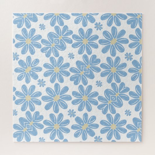 Blaues Blumenmuster - Jigsaw Puzzle (Horizontal)