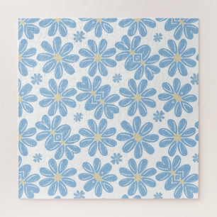 Blaues Blumenmuster - Jigsaw Puzzle