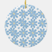 Blaues Blumenmuster - Keramik Ornament (Hinten)