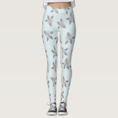 Blaues Blumenmuster Leggings (Vorderseite)