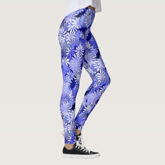 Blaues Blumenmuster Leggings (Rechts)
