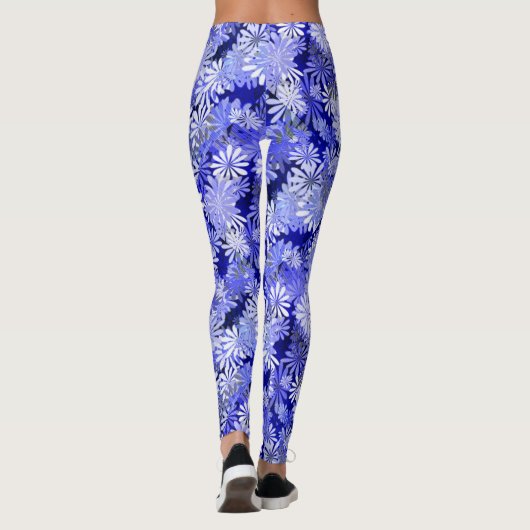 Blaues Blumenmuster Leggings (Rückseite)