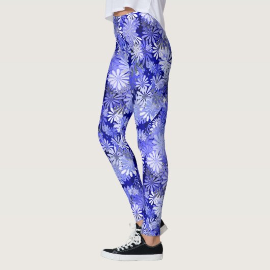 Blaues Blumenmuster Leggings (Links)