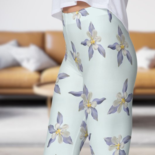 Blaues Blumenmuster Leggings