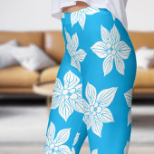 Blaues Blumenmuster Leggings