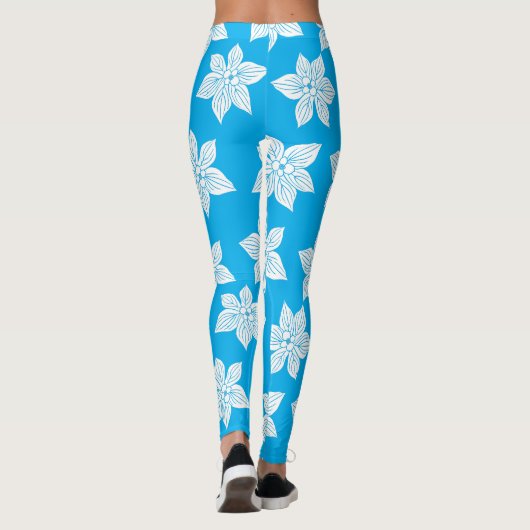 Blaues Blumenmuster Leggings (Rückseite)
