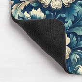 Blaues Blumenmuster-Mauspad Mousepad (Ecke)