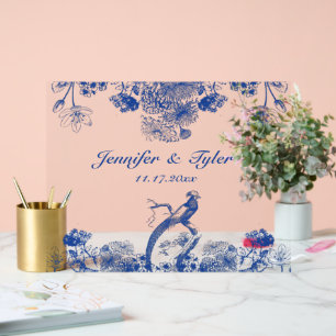 Blaues Blumenmuster mit Bird-China Acrylschild
