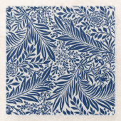 blaues Blumenmuster mit vielfältigen Blättern und Glasuntersetzer (Vorderseite)