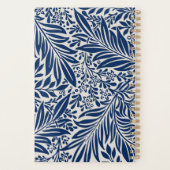 blaues Blumenmuster mit vielfältigen Blättern und Planer (Rückseite)