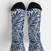 blaues Blumenmuster mit vielfältigen Blättern und Socken (Oben)