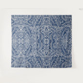 blaues Blumenmuster mit vielfältigen Blättern und Wandteppich (Vorderseite (Horizontal))