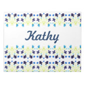 Blaues Blumenmuster Notizblock (Vorderseite)