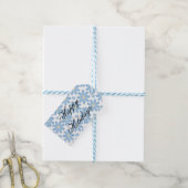 Blaues Blumenmuster - Personalisierte Geschenktast Geschenkanhänger (Mit Garn)