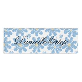 Blaues Blumenmuster - Personalisierte Namensmarke Namenschild