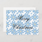 Blaues Blumenmuster - Personalisierte Postkarte (Vorne/Hinten)