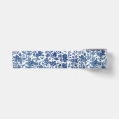 Blaues Blumenmuster Satinband (Vorderseite)