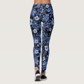 Blaues Blumenmuster Schwarz BG Leggings (Rückseite)