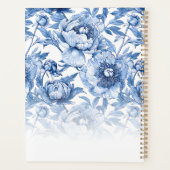 Blaues Blumenmuster-Script Brautjungfer Planer (Rückseite)