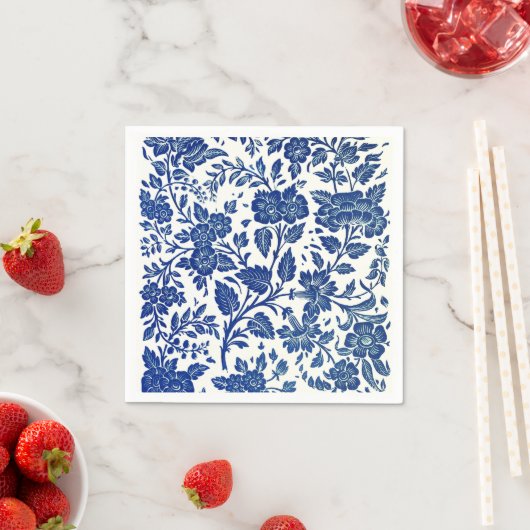 Blaues Blumenmuster Serviette (Beispiel)