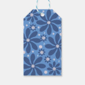 Blaues Blumenmuster - Stilvolle Akzente Geschenkanhänger (Vorderseite)