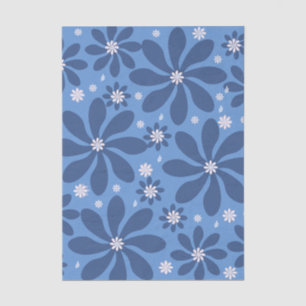Blaues Blumenmuster - Stilvolles Acces Wash Tuch Seidenpapier