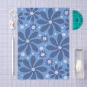 Blaues Blumenmuster - Stilvolles Acces Wash Tuch Seidenpapier (Handwerk)