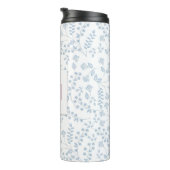 Blaues Blumenmuster Thermal Tumbler Thermosbecher (Nach rechts gedreht)