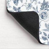 Blaues Blumenmuster und Name Personalisiert Mousepad (Ecke)