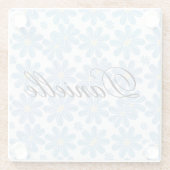 Blaues Blumenmuster - Untersetzer aus Glas (Rückseite)