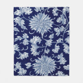 Blaues Blumenmuster Vintages chinesisches Dekor Fleecedecke (Vorderseite)