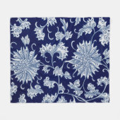 Blaues Blumenmuster Vintages chinesisches Dekor Fleecedecke (Vorderseite (Horizontal))