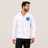 Blaues Blumenmuster Vintages Mittelmeer Hoodie (Vorne ganz)