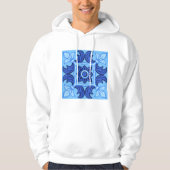 Blaues Blumenmuster Vintages Mittelmeer Hoodie (Vorderseite)