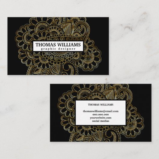 Blaues Blumenmuster Visitenkarte (Vorne/Hinten)