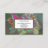 Blaues Blumenmuster Visitenkarte (Rückseite)