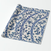 Blaues Blumenmuster-Wrap-Papier Geschenkpapier (Ungerollt)