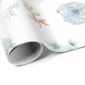 Blaues Blumenpapier, Geburtstagsverpackung, Hochze Geschenkpapier (Rolleneckpunkt)