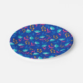 Blaues Blumenpapier Piknic Party Plate Pappteller (Schrägansicht)