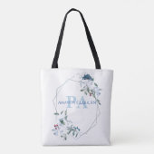 Blaues Blumenpersonalized PA-Monogramm Tasche (Rückseite)