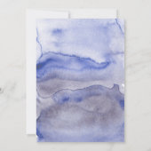 Blaues Blumenskriptwatercolor-Brautparty Einladung (Rückseite)