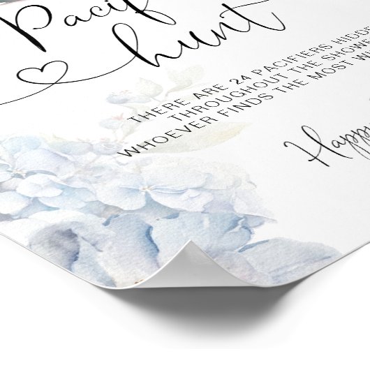 Blaues Blumentee Party Schnuller Jagdspiel Poster (Ecke)