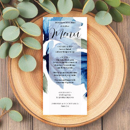 Blaues Blumenwasser handbemalt Menükarte