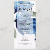Blaues Blumenwasser handbemalt Menükarte (Vorderseite)