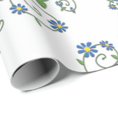 Blaues Blumenweinpapier Geschenkpapier (Rolleneckpunkt)