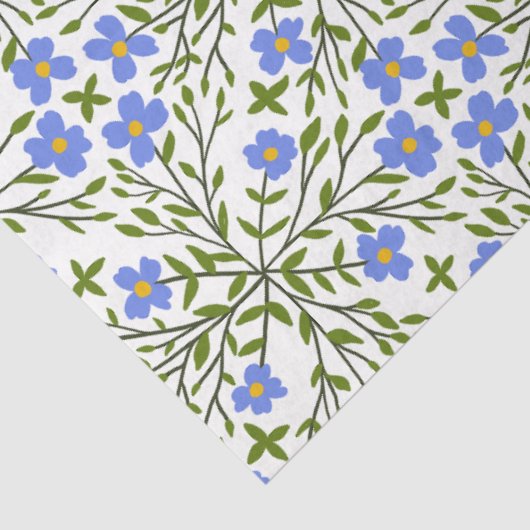 Blaues Blut Ditsy-Muster Seidenpapier (Ausschnitt)