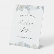Blaues Blüten Custom-Text-Schild